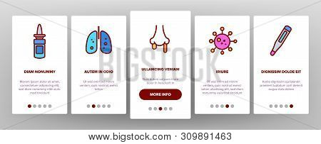Influenza Linear Vector Icons Onboarding Mobile App Page Screen. Influenza Thin Line Contour Symbols