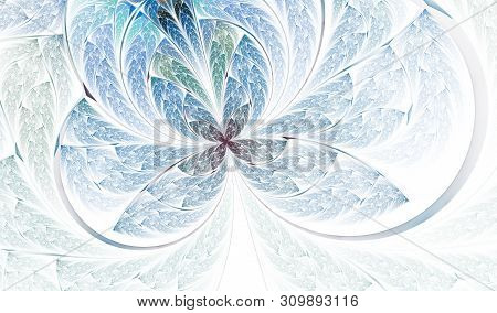 Beautiful Diagonal Fractal Flower. Multicolored Symmetrical Butterfly In Stained Glass Style. Elemen