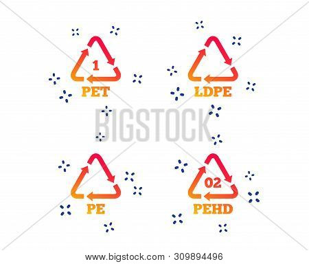 Pet, Ld-pe And Hd-pe Icons. High-density Polyethylene Terephthalate Sign. Recycling Symbol. Random D