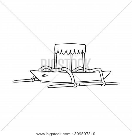 Vector Illustration Of Boat And Sail Logo. Set Of Boat And Ocean Vector Icon For Stock.