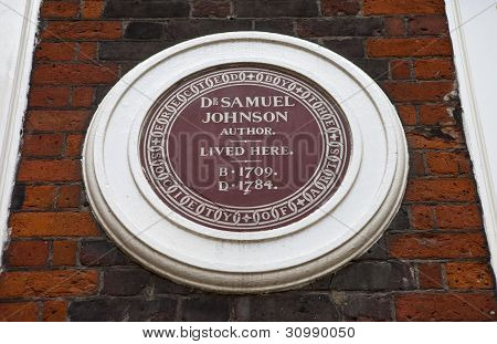 Tablica Samuel Johnson Johnson domu w Londynie