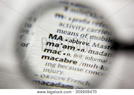 The Word Or Phrase Maam In A Dictionary