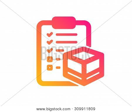 Parcel Checklist Icon. Logistics Check Sign. Package Control Symbol. Classic Flat Style. Gradient Pa