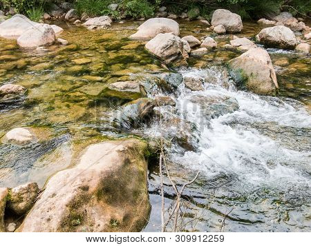 Throat Of The Muga River. Stream Of The Muga River, In The Throat Of Its Name, In The Pre-pyrenees A