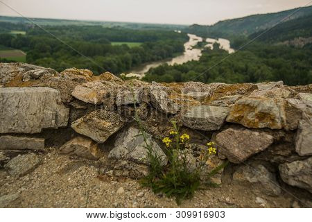 Bratislava, Slovakia: Beautiful Landscape With Devin Castle, Mountais And Danube River.