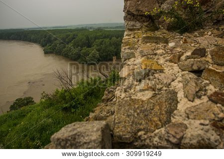 Danube, Bratislava, Slovakia: Beautiful Landscape With Devin Castle, Mountais And Danube River.
