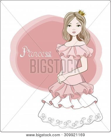 The Beautiful Girl In A Ball Evening Dress, The Bride, The Princess In Crown