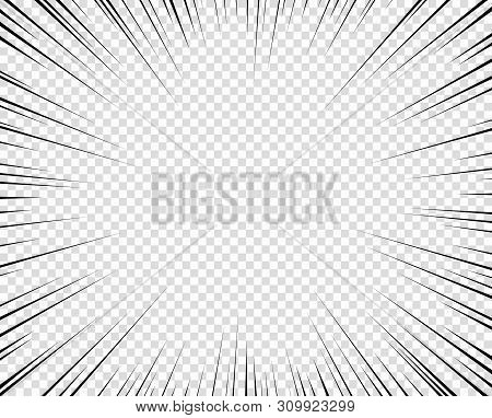 Radial Velocity Lines With Perspective, Pattern. Overlay Design Element. Vector Object Isolated On A