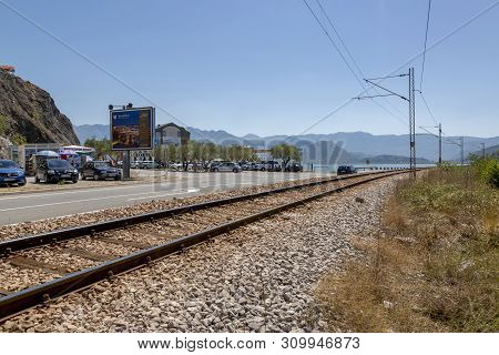 Lake Skadar, Montenegro - August 02, 2017: Railway And Highway Near Skadar Lake, Montenegro.