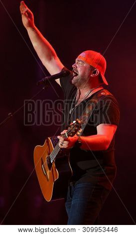 FARMINGVILLE, NY - JUL 3: Lee Brice performs in concert at The Fest at Long Island Community Hospital at Bald Hill on July 3, 2019 in Farmingville, New York.