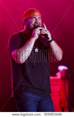 FARMINGVILLE, NY - JUL 3: Lee Brice performs in concert at The Fest at Long Island Community Hospital at Bald Hill on July 3, 2019 in Farmingville, New York.