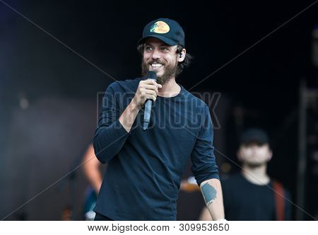 FARMINGVILLE, NY - JUL 3: Chris Janson performs in concert at The Fest at Long Island Community Hospital at Bald Hill on July 3, 2019 in Farmingville, New York.