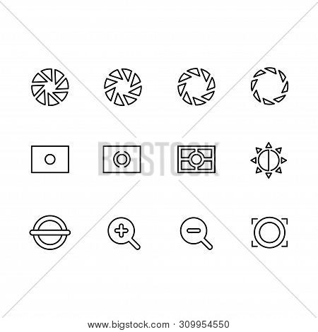 Photography And Photo Camera, Video Shooting Icon Simple Symbols Set. Photo Camera Settings, Apertur
