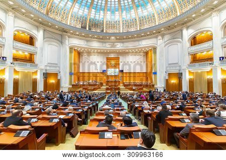 Bucharest, Romania - June 26, 2019: Joint Meeting Of The Reunited Chambers Of The Romanian Parliamen