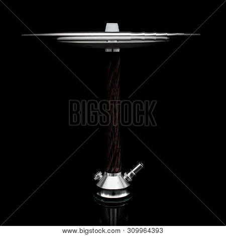 Hookah In Smoke With Fire On A Black Background. Hookah Is Burning. Beautiful Background On The Menu