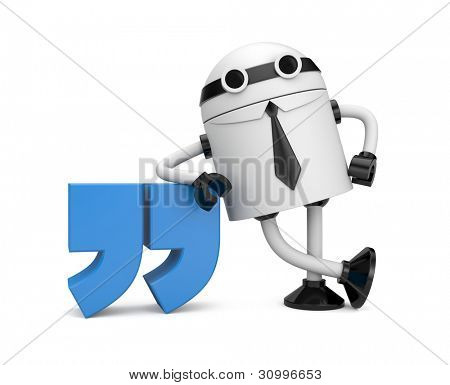 Robot apoyándose en una cita. Imagen contiene el trazado de recorte