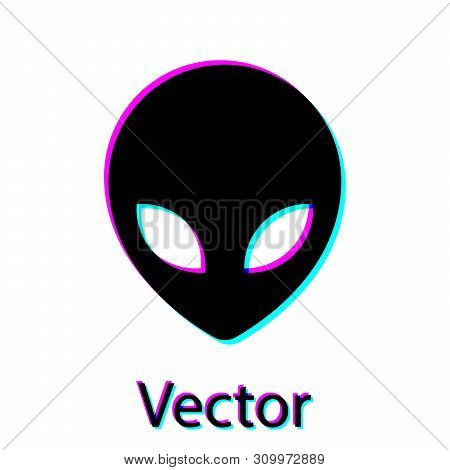 Black Alien Icon Isolated On White Background. Extraterrestrial Alien Face Or Head Symbol. Vector Il
