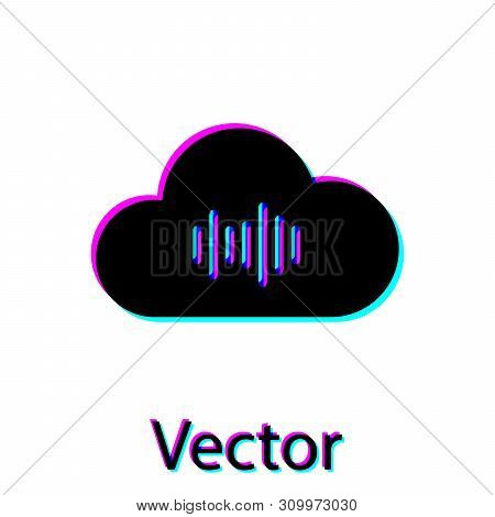 Black Music Streaming Service Icon Isolated On White Background. Sound Cloud Computing, Online Media