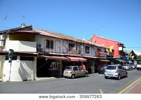 Melaka, Malaysia - 25 Jun, 2019: Street View Of Jonker Street In Melaka Malaysia. Melaka Has A Histo