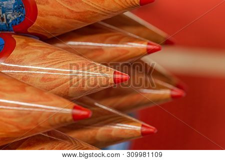 A Set Of Colored Wooden Pencils, A Beautiful Souvenir.