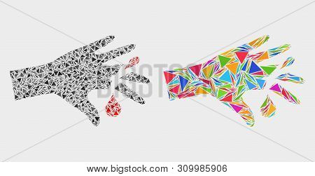 Hand Wound Mosaic Icon Of Triangle Items Which Have Various Sizes And Shapes And Colors. Geometric A