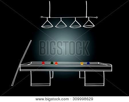 Illustration Outlines Pool. Abstract Line Hand Drawn
