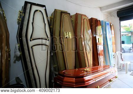 Deceased Coffin In Funeral Home