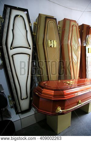 Deceased Coffin In Funeral Home