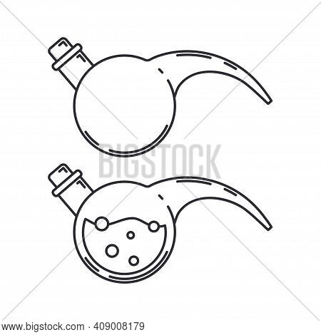 Line Medical Pharmaceutica Icon Set Retort, Tube. Professional Equipment Symbol. Science, Pharmacy, 