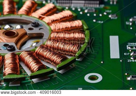 Closeup Of Electronic Circuit Board With Processor