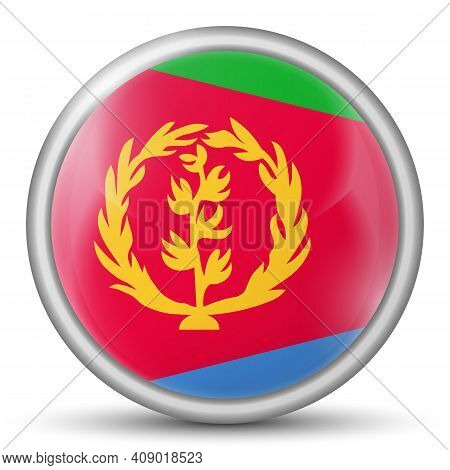 Glass Light Ball With Flag Of Eritrea. Round Sphere, Template Icon. Eritrean National Symbol. Glossy