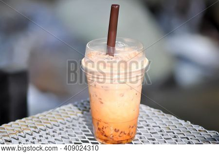 Iced Tea ,milk Tea Or Thai Tea Or Bubble Tea