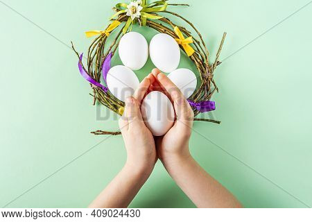 Diy And Kid's Creativity. Step By Step Instruction: How To Make Easter Wreath Or Nest From Twigs. St