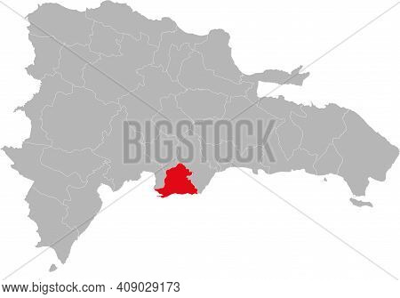 Peravia Province Isolated Dominican Republic Map. Gray Background. Business Concepts And Backgrounds