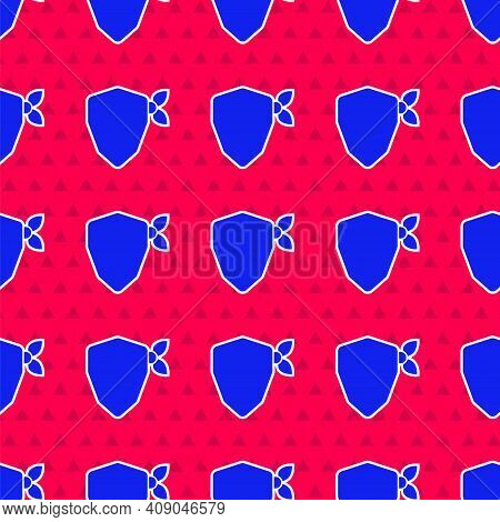 Blue Vandal Icon Isolated Seamless Pattern On Red Background. Vector