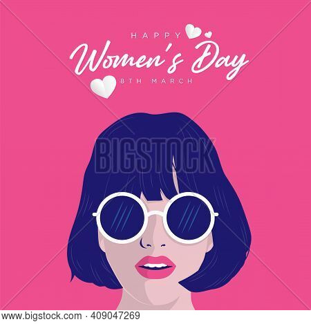 8 March, International Women's Day. Vector Template With Lettering Design. Vector Illustration