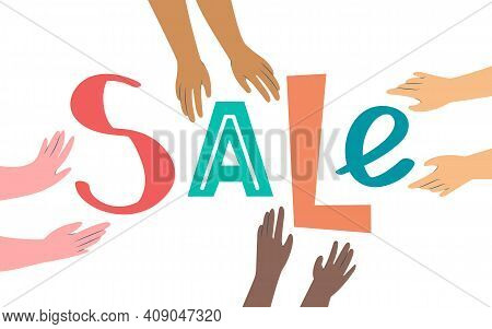 Four Pairs Of Hands Of Diffirent Skin Colors Moving Letters Into The Frame To Create A 