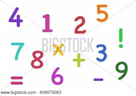 Colorful Numbers Pattern Symbol Math On White Background Stock Illustration, Vector