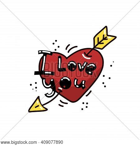 Ilove You - Hand Drawn Lettering. Vector For Greeting Card, Invitation, Poster, T-shirt Design.