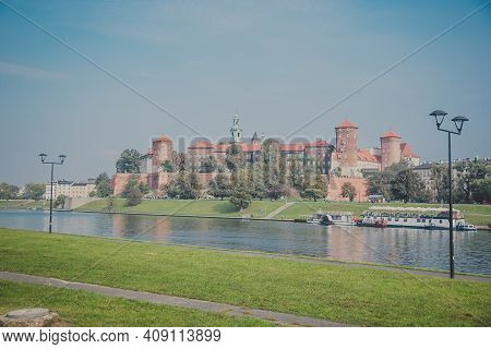 The Wawel Royal Castle In Krakow, Poland. Built At The Behest Of King Casimir Iii The Great. The Cas