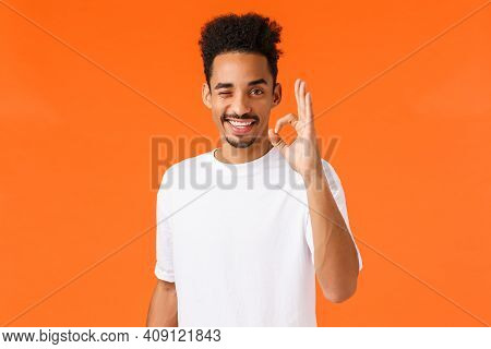 No Proble, Alright. Confident And Outgoing Good-looking African-american Bearded Guy With Hipster Af