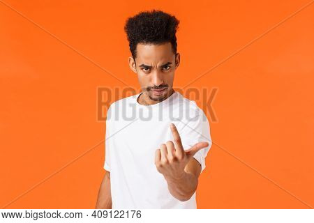 You Come Here Now. Serious Bossy And Strict, Confident Man With Angry Expression, Frowning Looking U