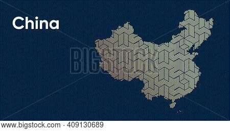 Card With A Stylized Oriental Overlapping Pattern And A Transform Effect. Oriental Gold Pattern With