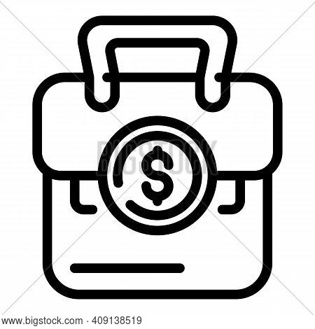 Dollar Briefcase Icon. Outline Dollar Briefcase Vector Icon For Web Design Isolated On White Backgro