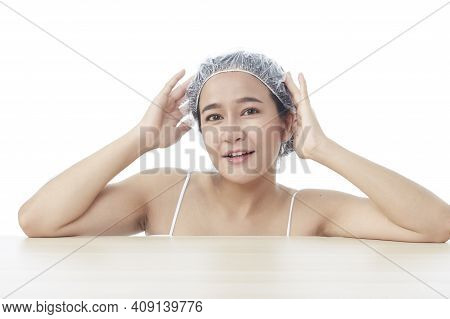 Beauty Spa Woman With Perfect Skin Portrait. Beautiful Brunette Attractive Mixed Race Asian Female M