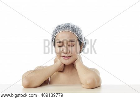 Beauty Spa Woman With Perfect Skin Portrait. Beautiful Brunette Attractive Mixed Race Asian Female M