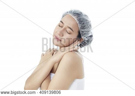 Beauty Spa Woman With Perfect Skin Portrait. Beautiful Brunette Attractive Mixed Race Asian Female M