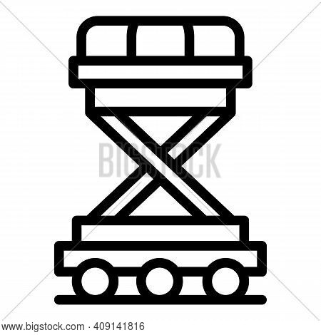 Baggage Plane Trolley Icon. Outline Baggage Plane Trolley Vector Icon For Web Design Isolated On Whi