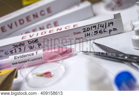 Hematological Analysis With Forensic Test Kit In A Murder In A Crime Lab, Conceptual Image