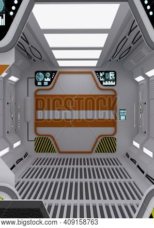 3D Rendering Futuristic Contol Center